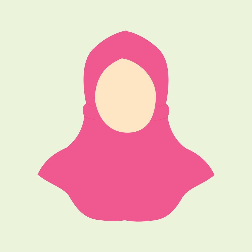 Arabic woman in hijab icon Illustration of a woman wearing a pink hijab. Avatar design with an Islamic religious theme illustration in flat style. Looks a pious woman vector