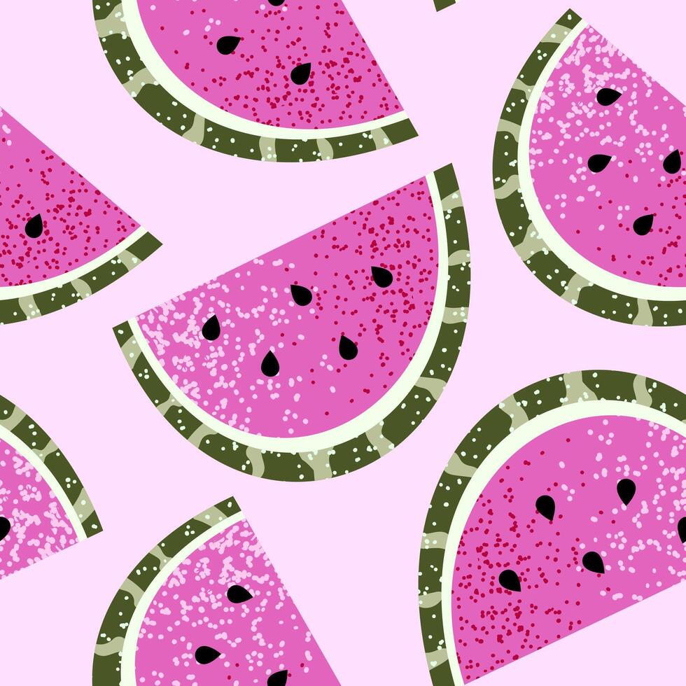 Seamless pattern with watermelon. Summer food and fruits. Textured illustration vector