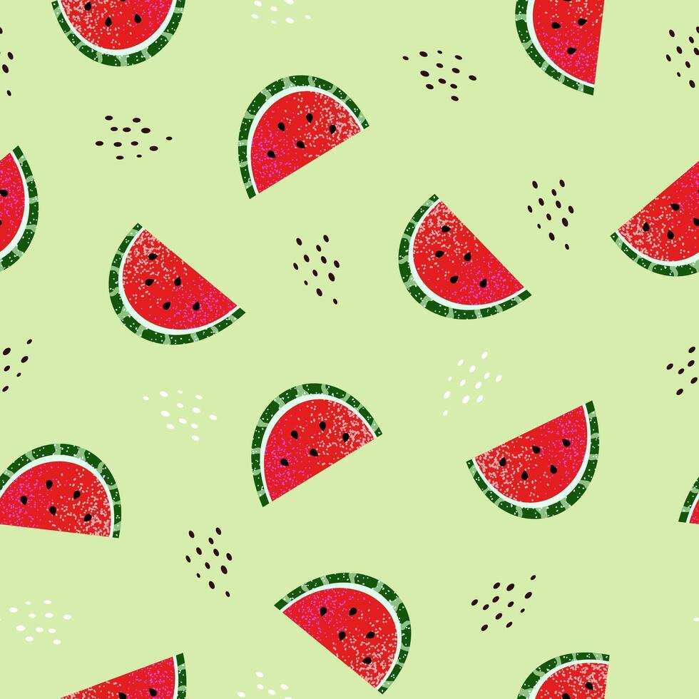 Seamless pattern with watermelon. Summer fruits and berries. Textured illustration vector