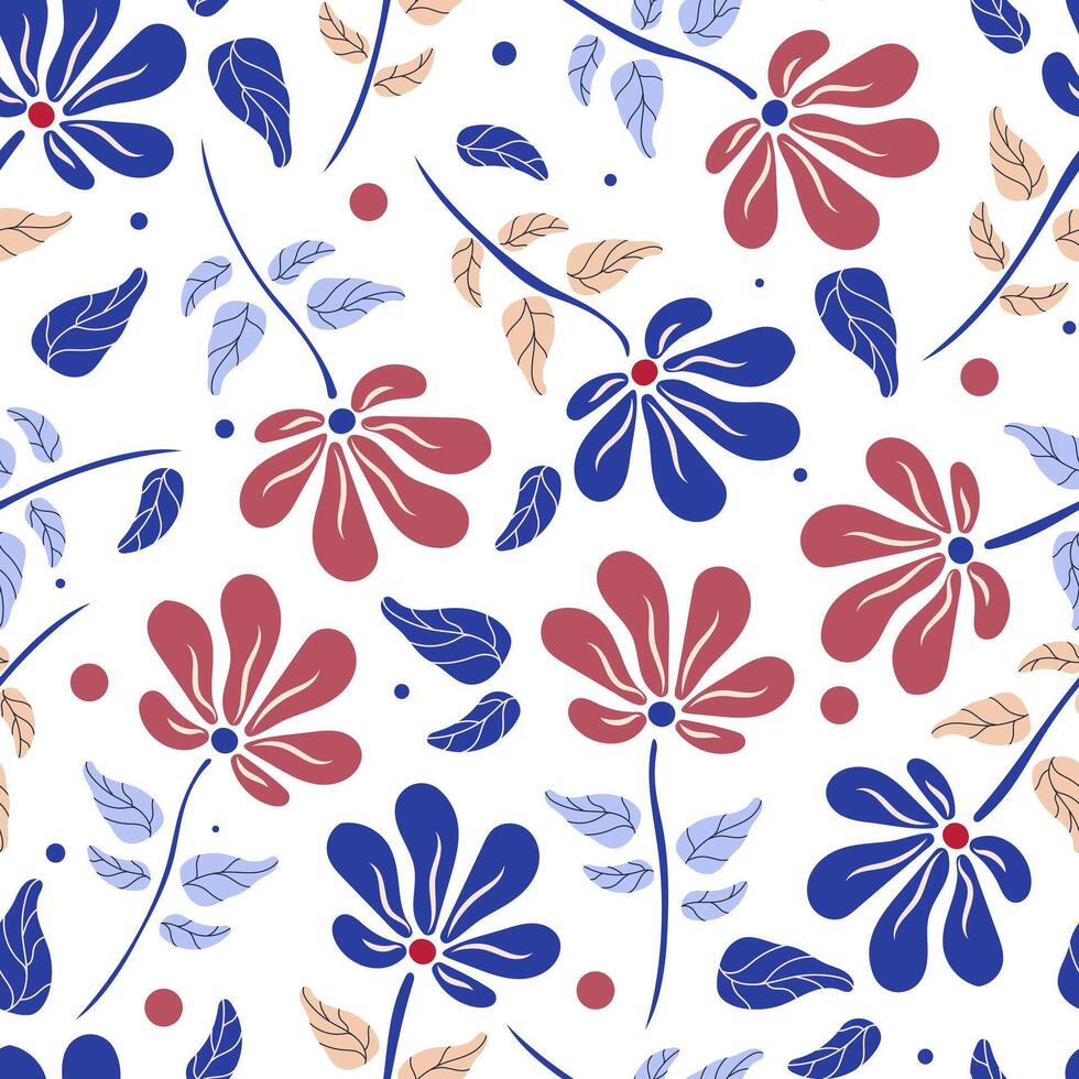 Seamless floral pattern with flowers. Botanical illustration vector