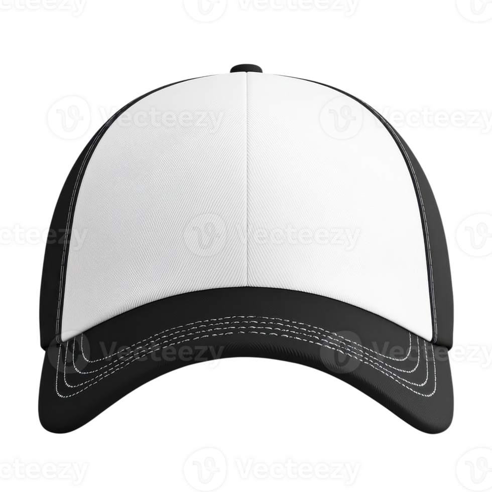 A white and black cap on transparent background png