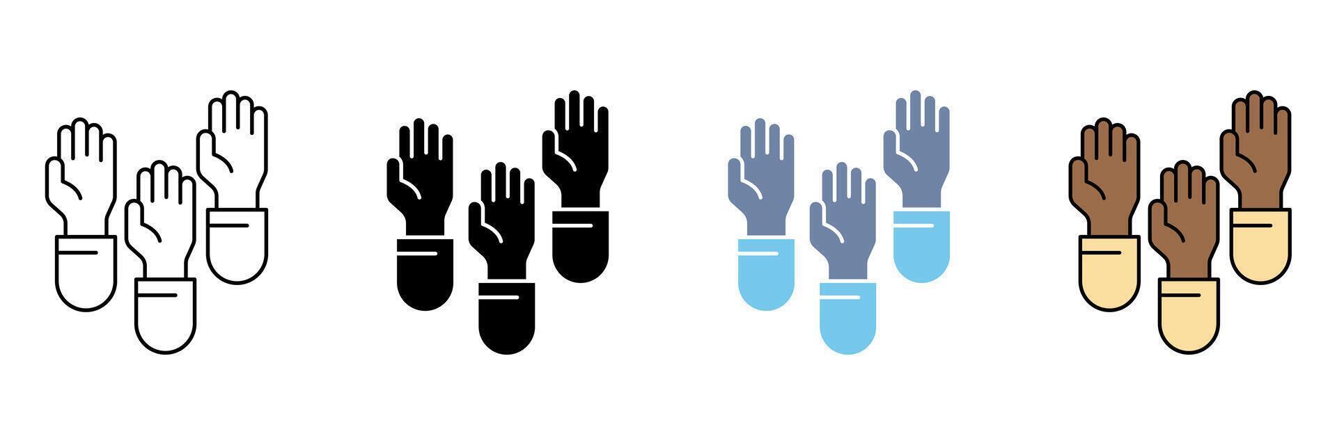 RAISE HANDS concept line icon. Simple element illustration. vector