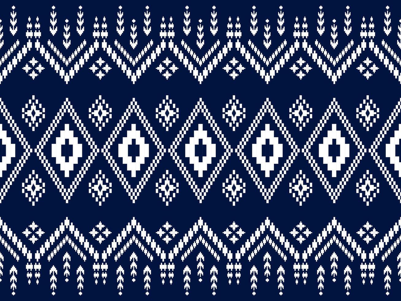 Geometric Blue and White Ethnic Fabric Pattern. Geometric ethnic pattern. Tribal ethnic texture vector