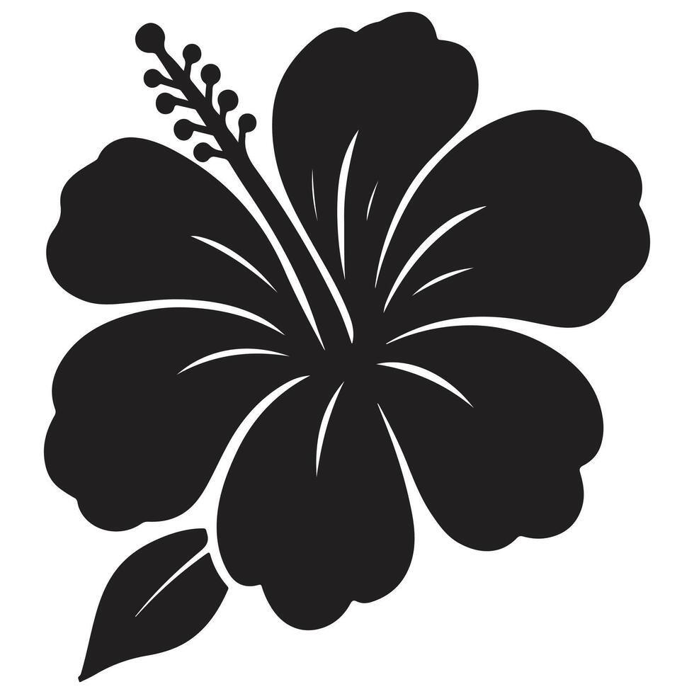 Black and white floral illustration with isolated flower elements in vintage style vector