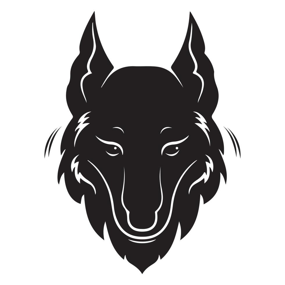 Wolf and Lion Fox animal sketch Head Tattoo Illustration in Black Style vector