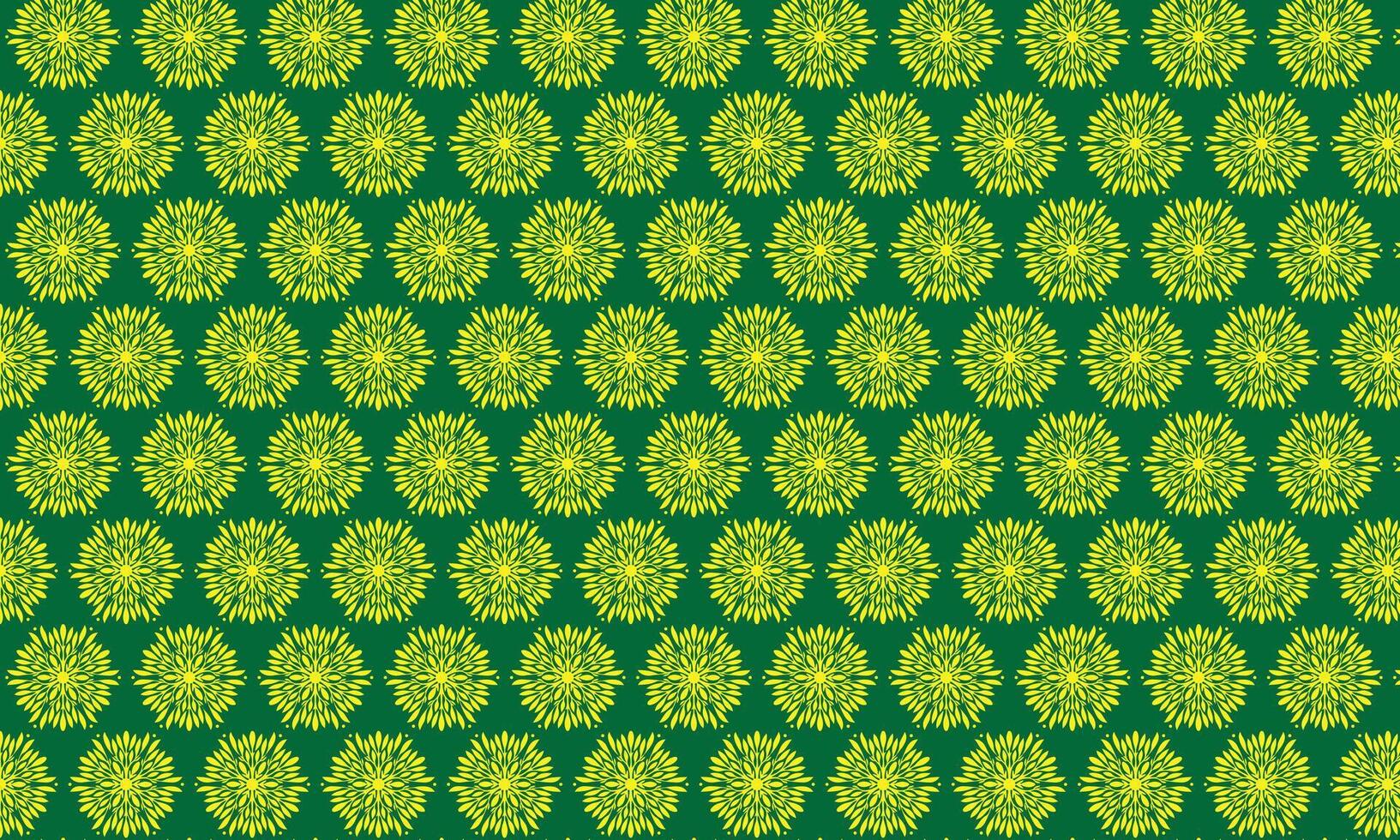 Yellow floral pattern on green background vector