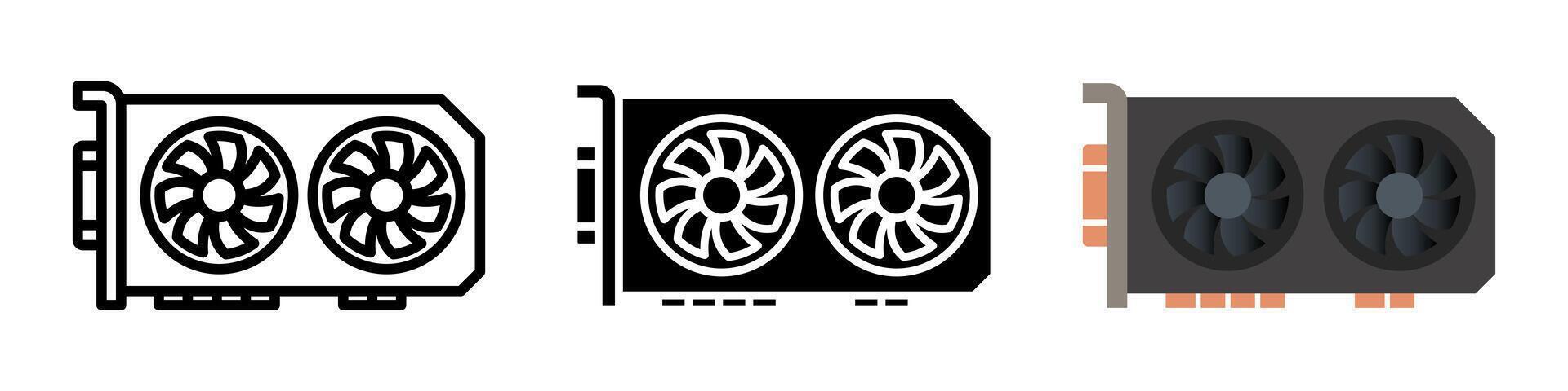 Gpu icon set.for mobile concept and web design on white background vector
