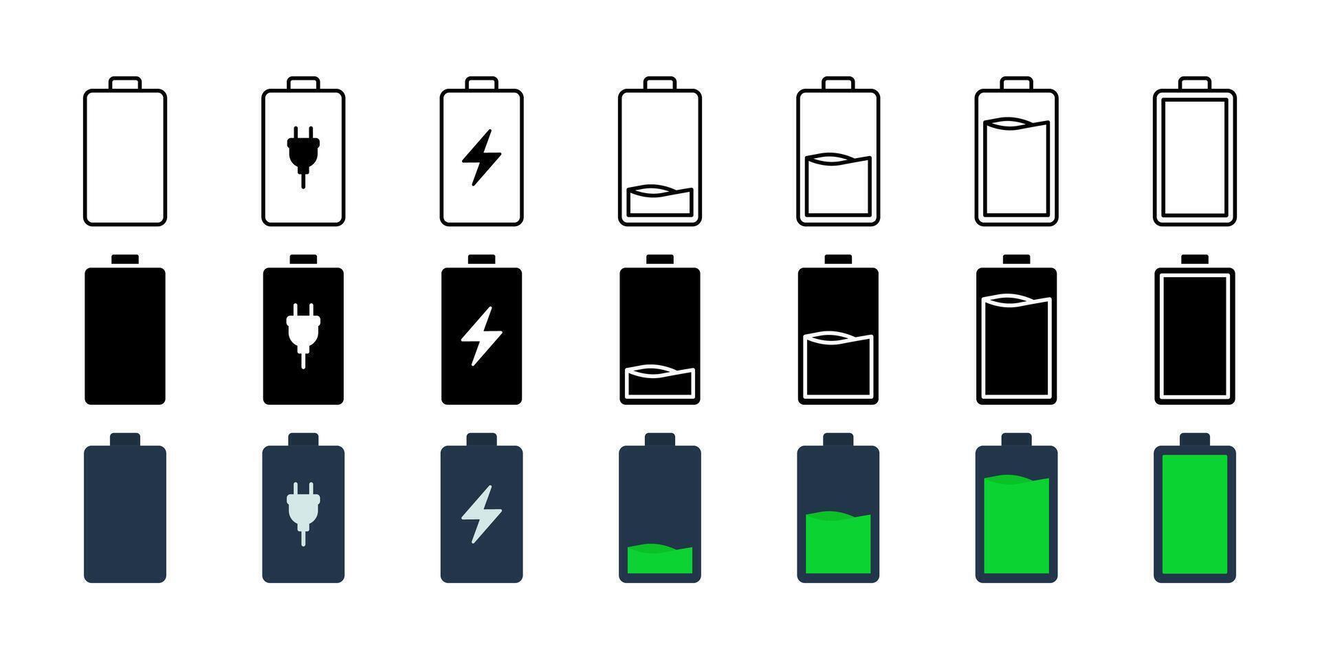 Battery icon set. for mobile concept and web design on white background. illustration vector
