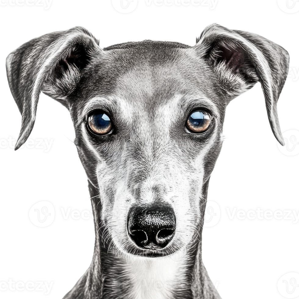 A greyhound close up on transparent background png