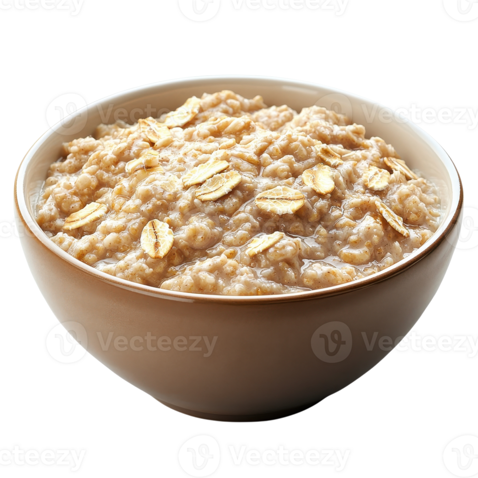 Oatmeal in a ceramic bowl on transparent background png