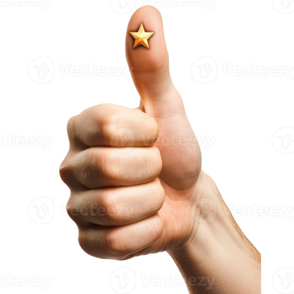 Thumbs up with star on on transparent background. png