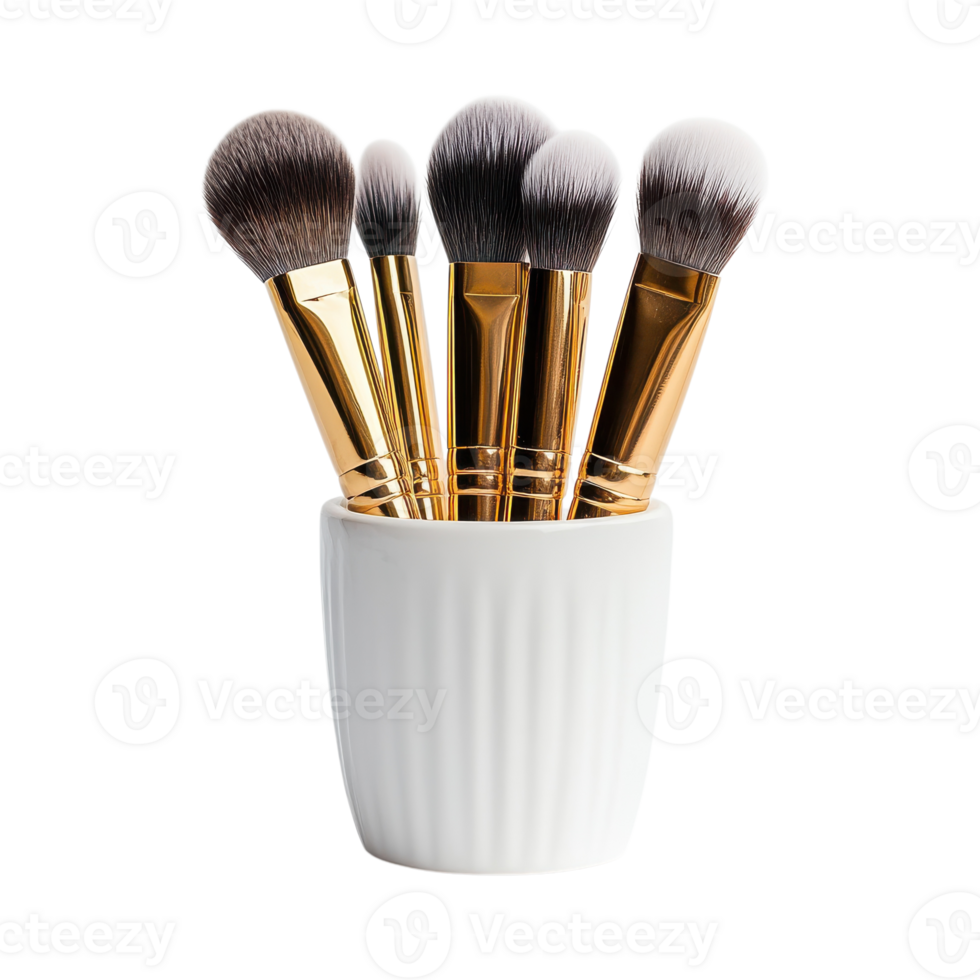 Brushes in a white cup on transparent background. png