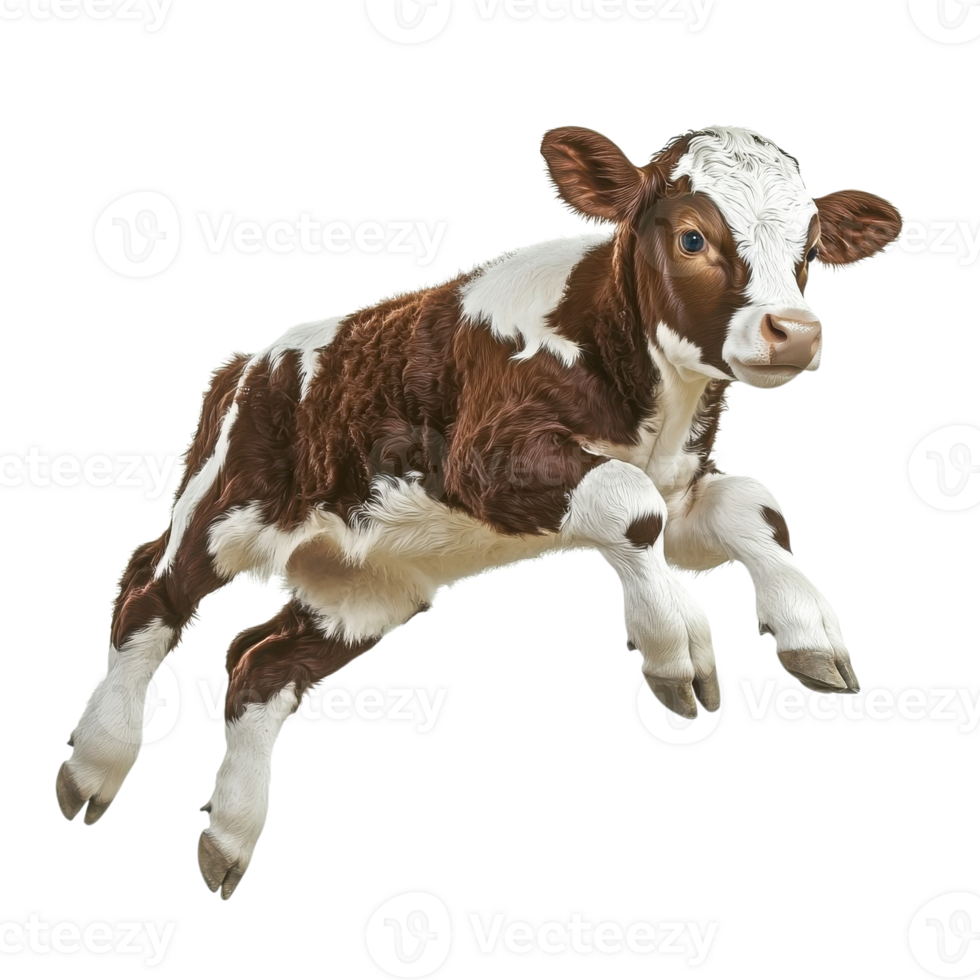 Calf jumping in the air on transparent background png
