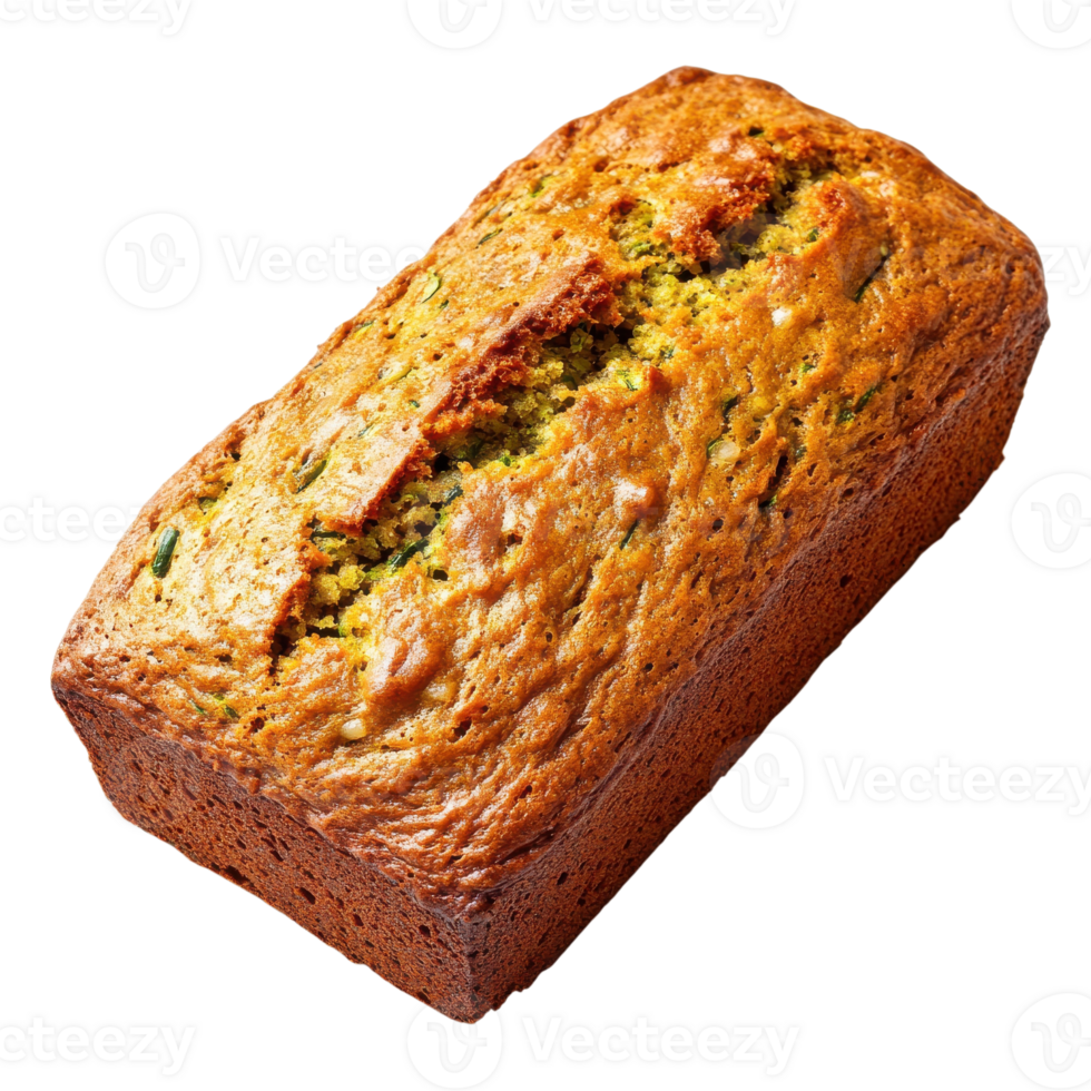 A loaf of zucchini bread on transparent background. png