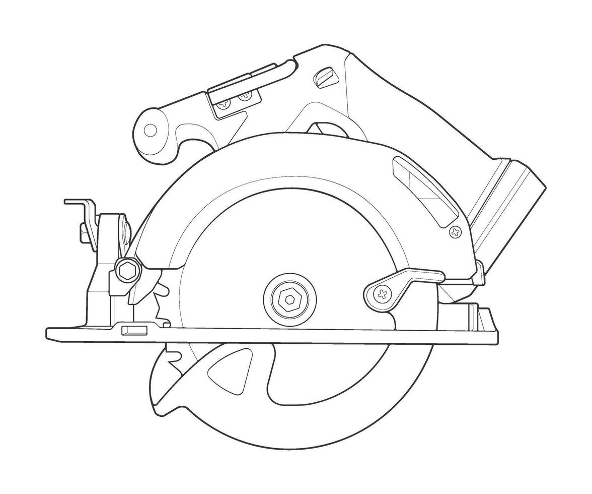 a modern drawing of a circular saw on a white background vector