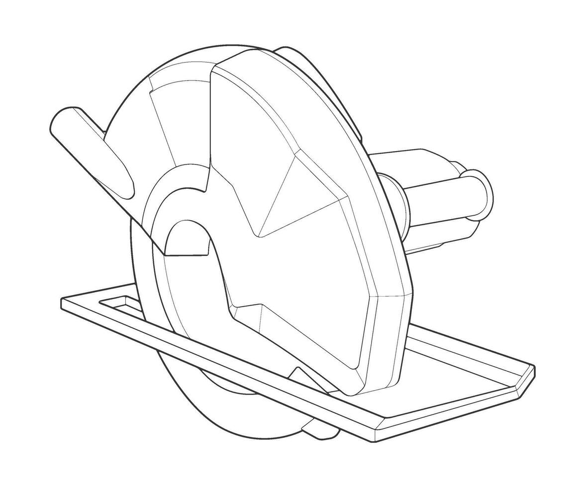 a drawing of a circular saw on a white background. vector