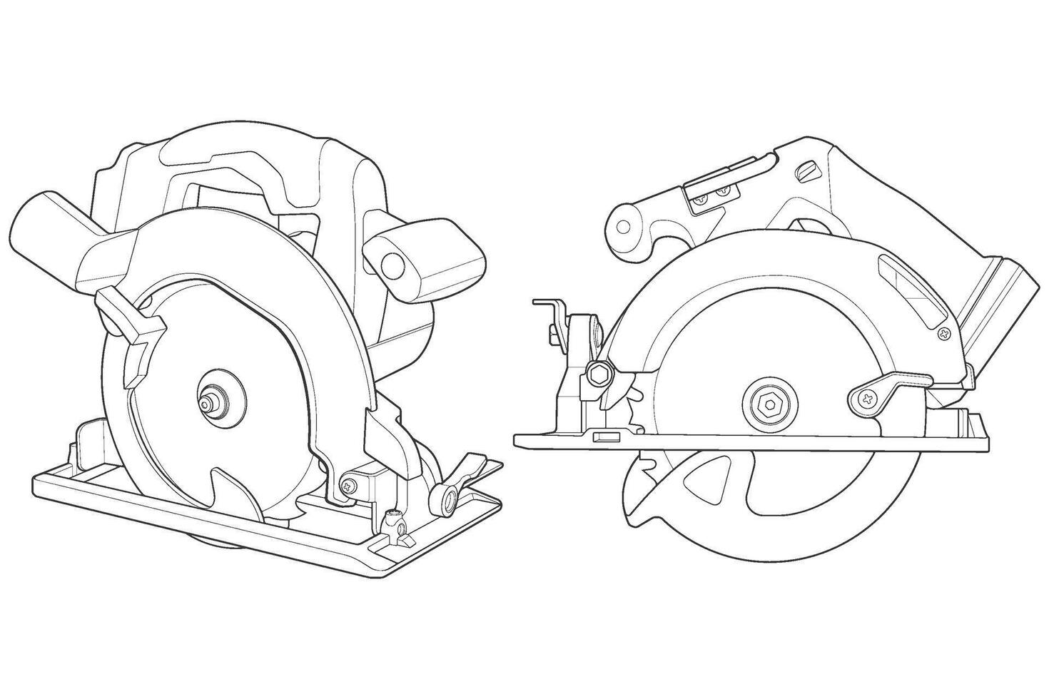a drawing of a circular saw and a circular saw vector