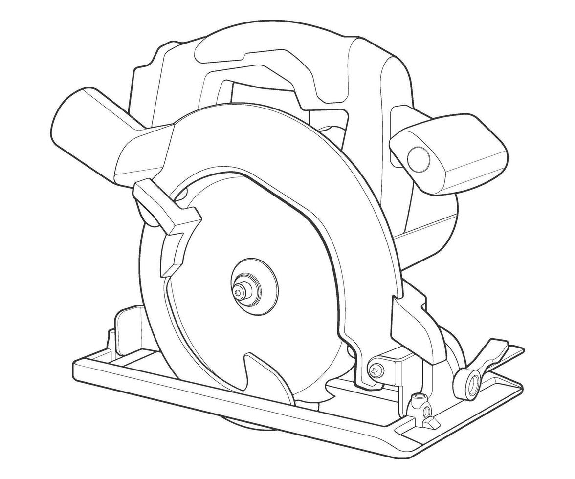 a drawing of a circular saw on a white background vector