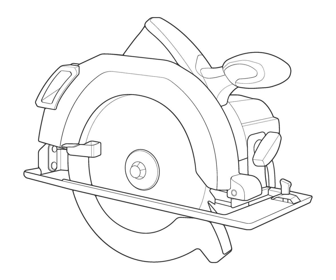 a circular saw is shown in this drawing. vector