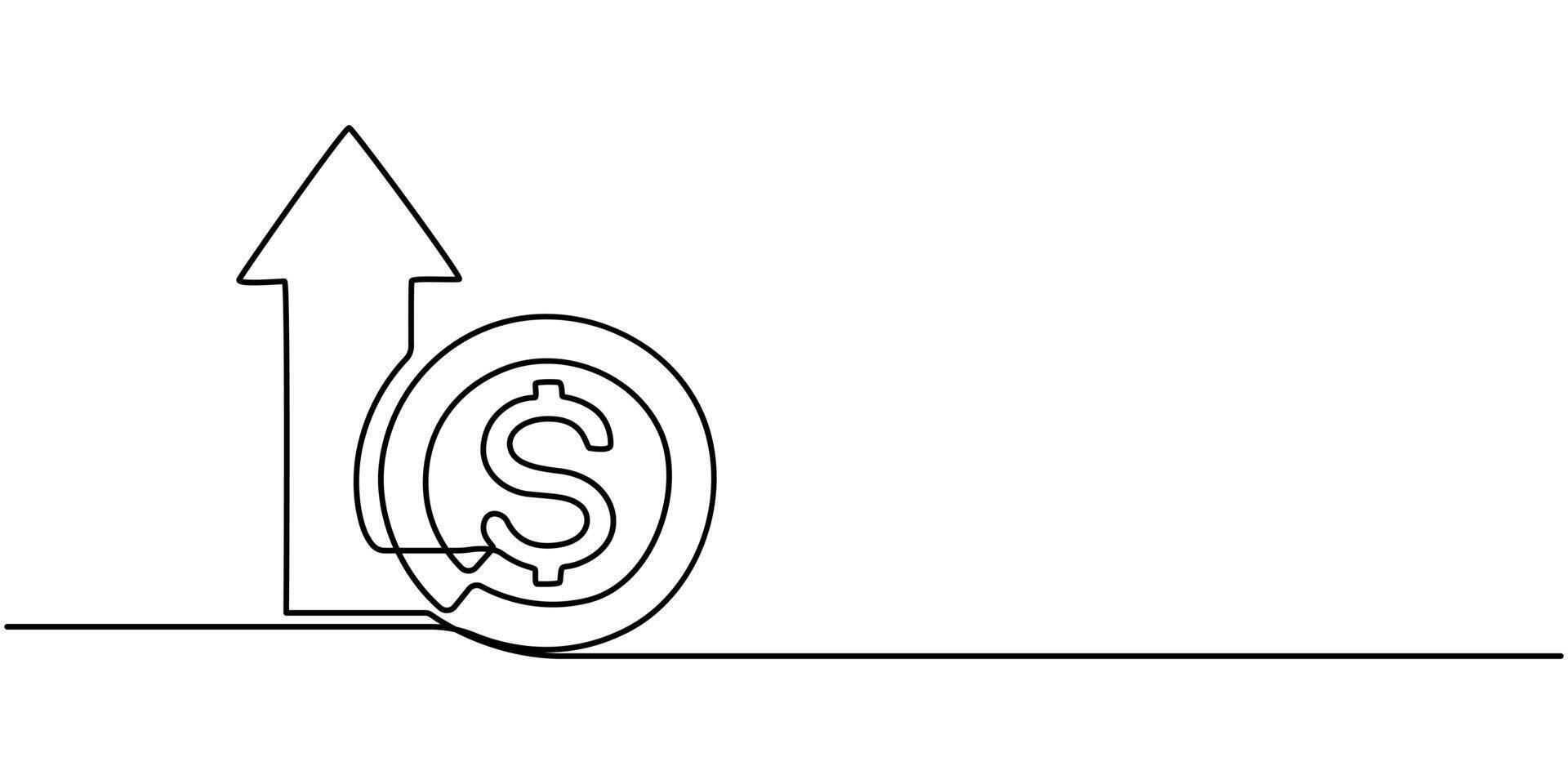 Continuous Line Drawing of Inflation Icon. Hand Drawn Symbol Illustration. vector