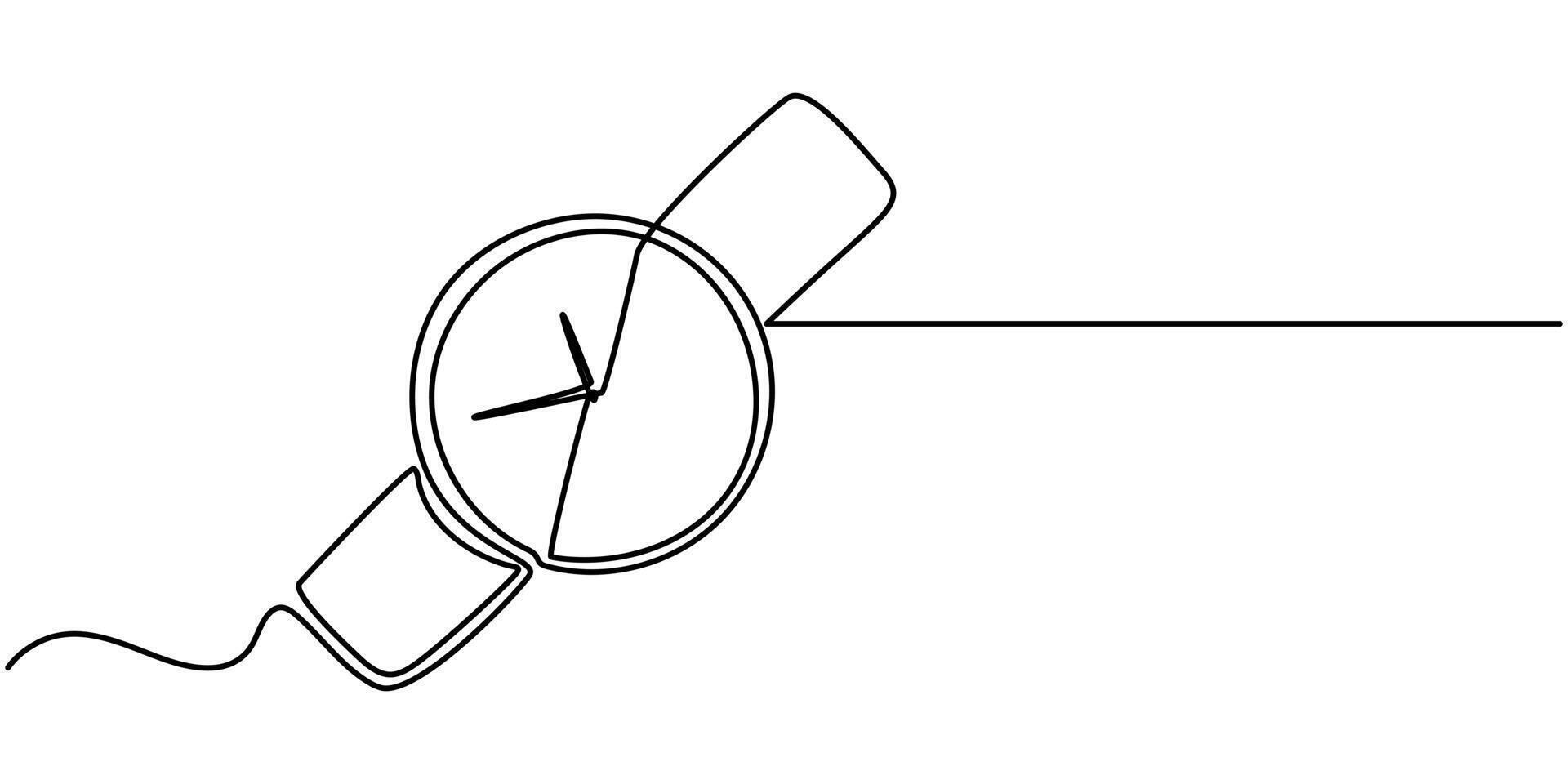 Watch continuous one line art drawing illustration vector
