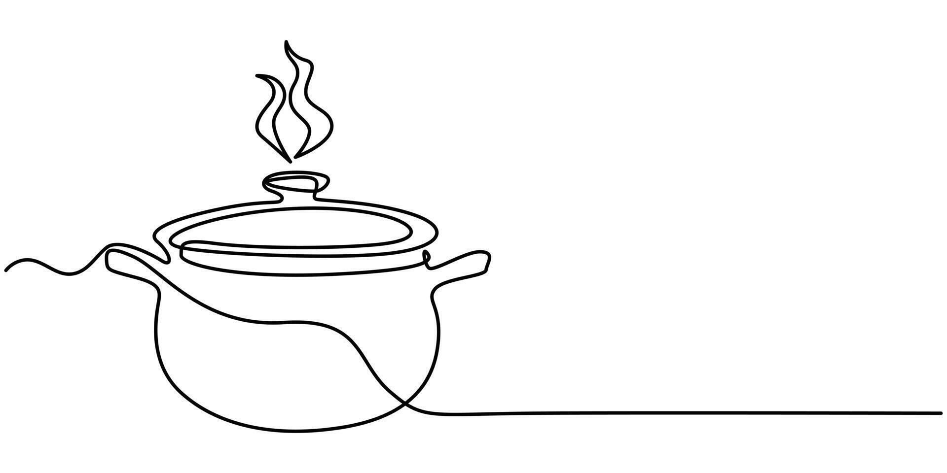 Pot icon illustration isolated on white background. Continuous line drawing vector