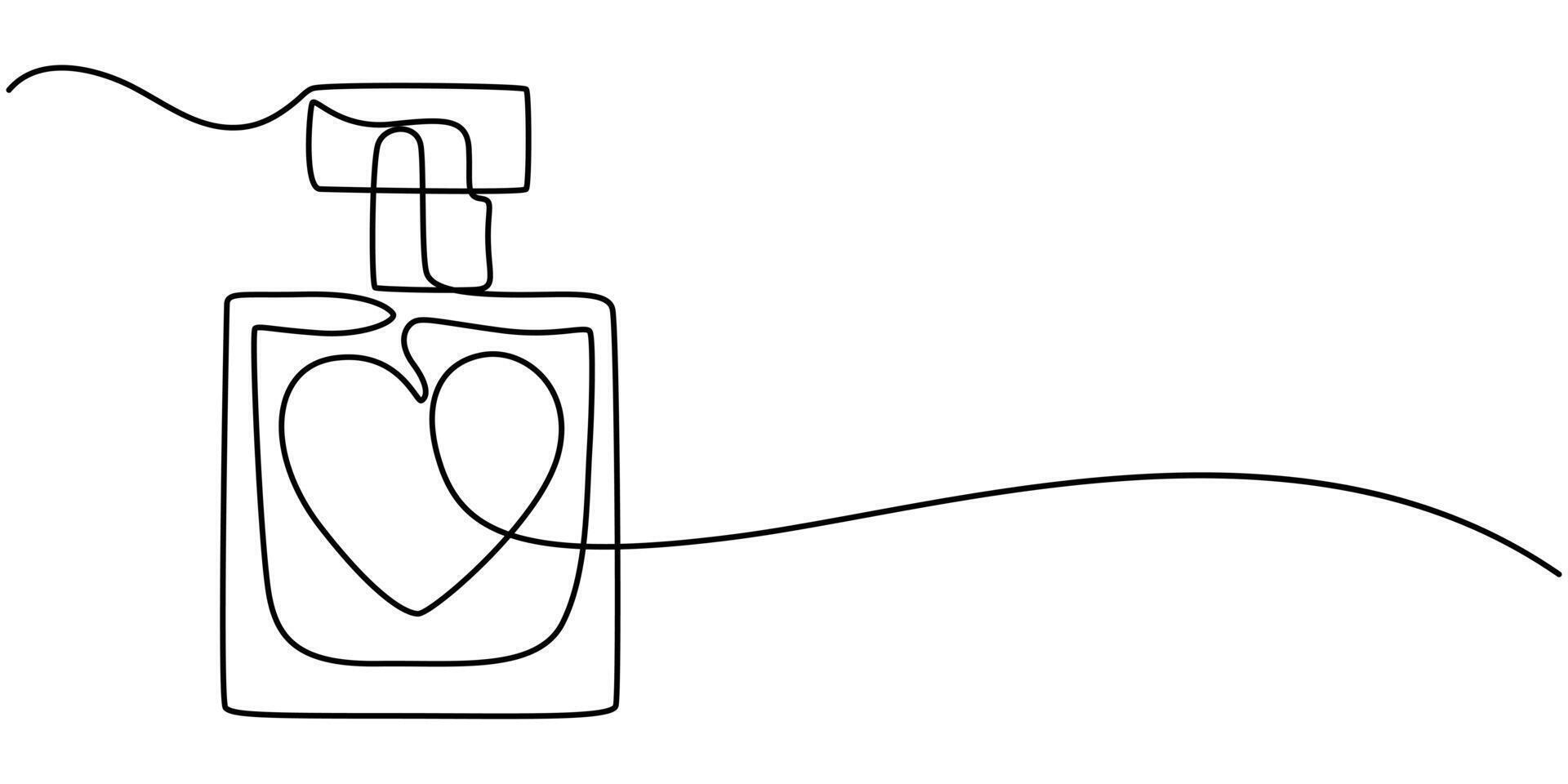 Perfume Bottle continuous one line drawing love valentine vector