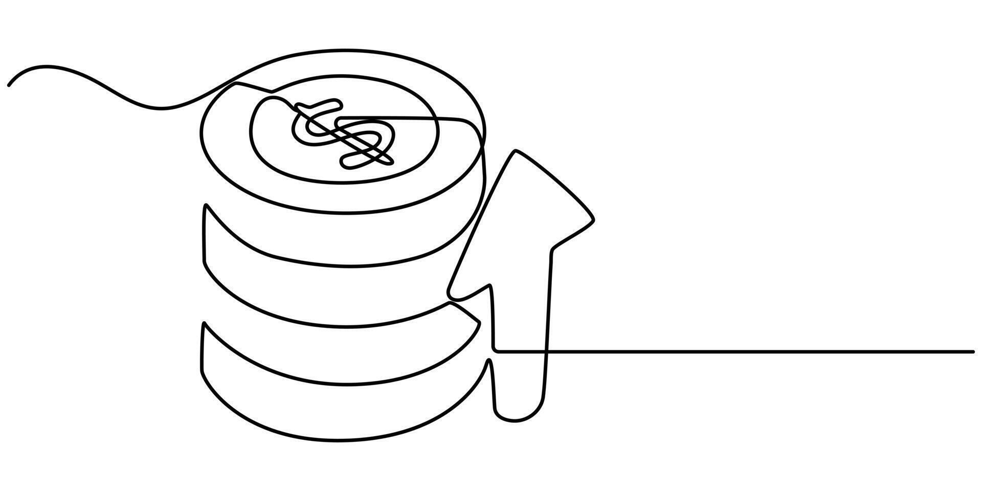 Money inflation continuous one line drawing vector