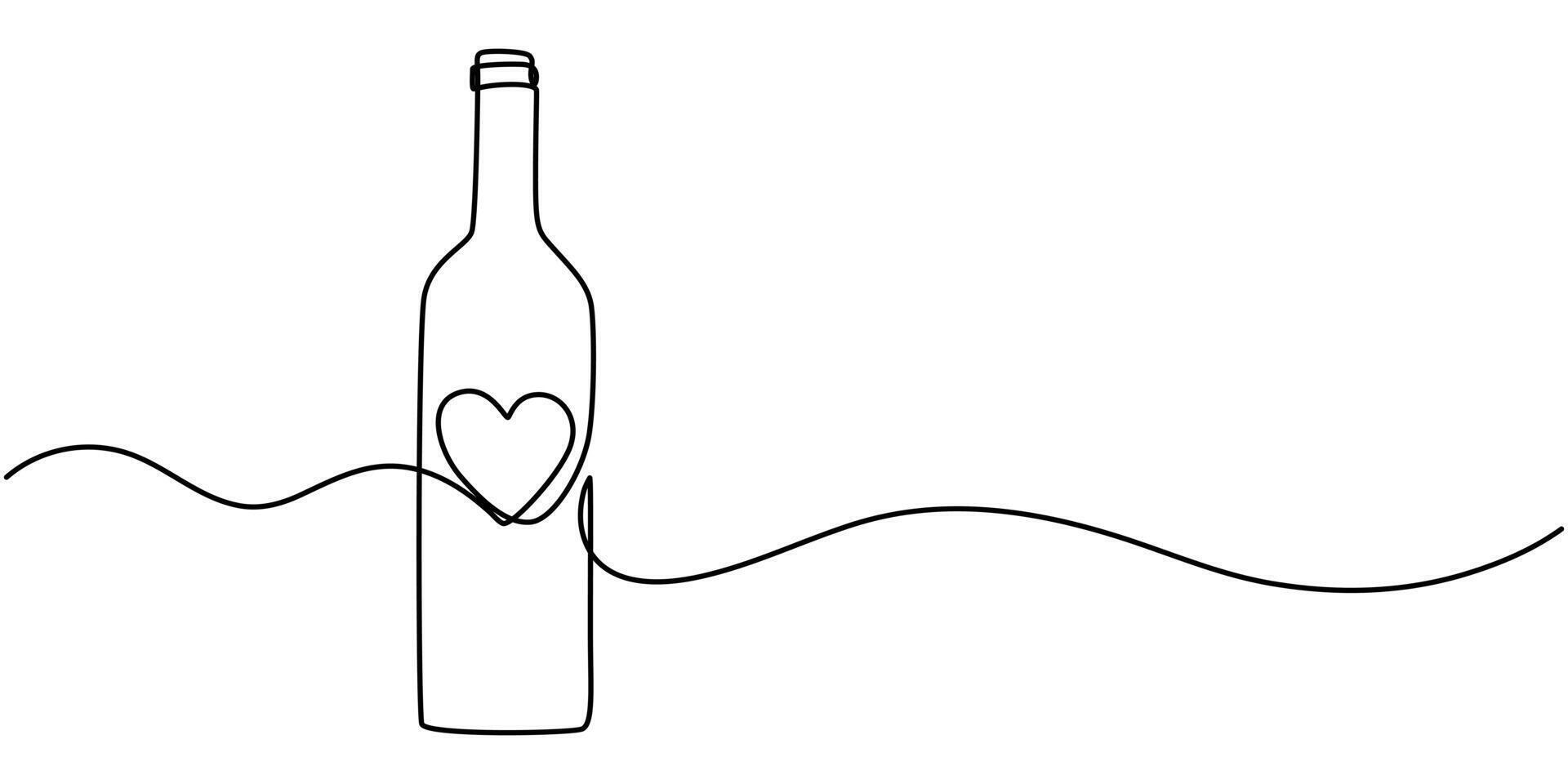 Love Potion Bottle continuous one line drawing minimalism design illustration vector