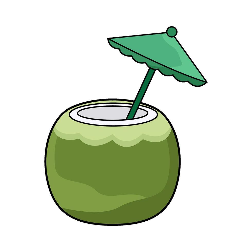 illustration of Coconut water with small umbrella vector