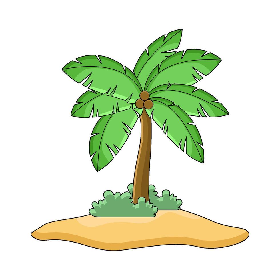 Island with coconut tree vector