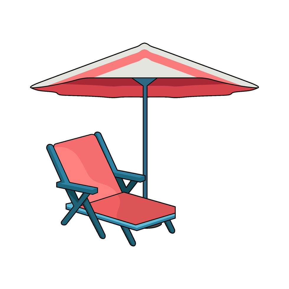 Beach chair with umbrella vector