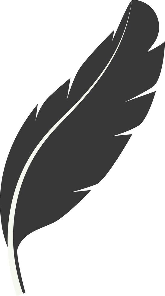 Black Silhouette of Curved Feather, Isolated on White Background vector
