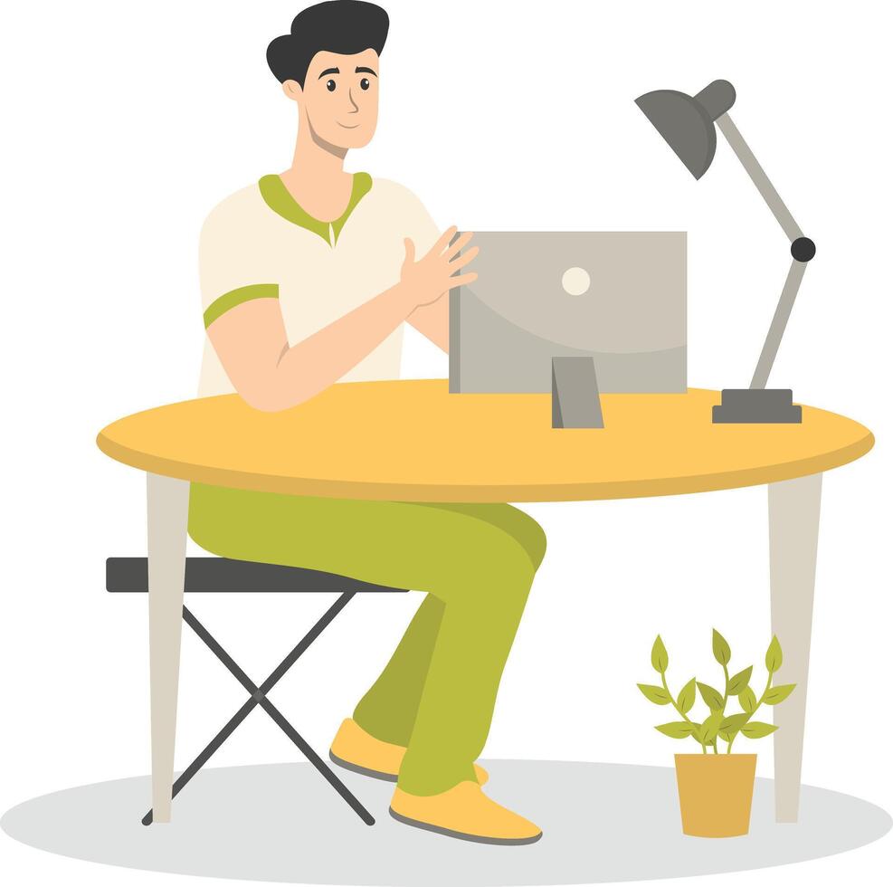 Illustration of People Programmer Working in Office. Isolated on White Background. vector