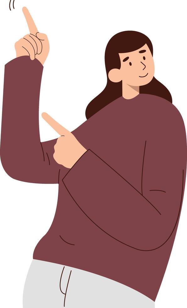 Person Pointing Character with Cartoon Design. vector