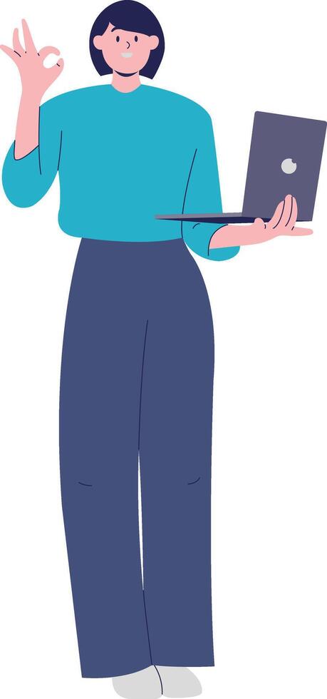 Person with Technology Devices. Cartoon Character vector