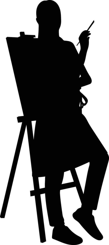 Silhouette of People Painting on Canvas, Design Element vector