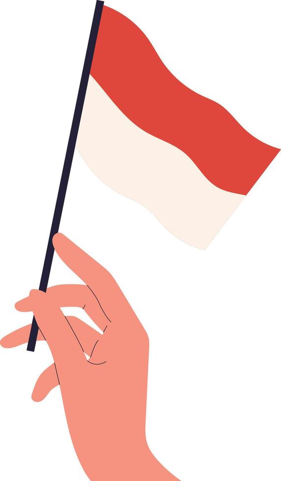 Hand Holding on the Indonesian Flag Isolated on White Background vector