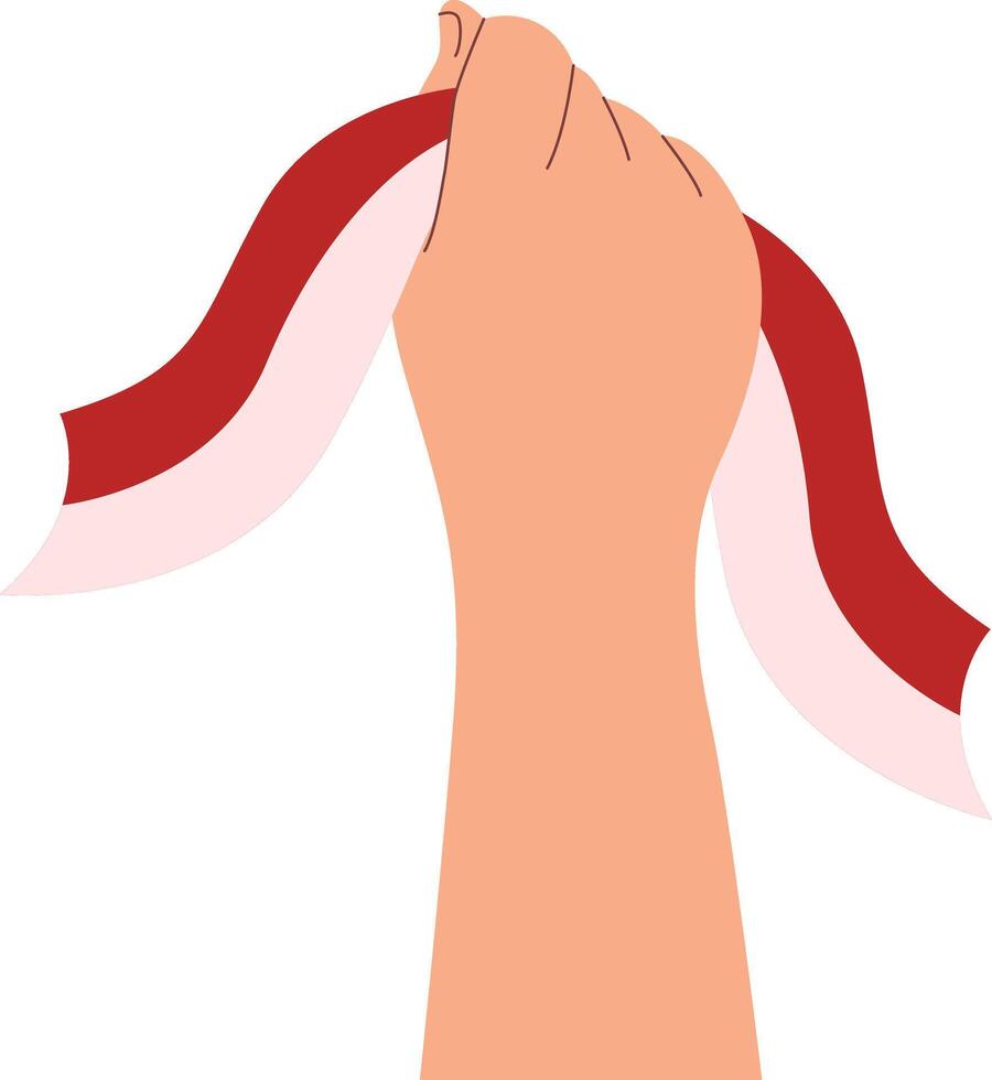 Illustration of Hand Holding of Indonesian Flag. vector