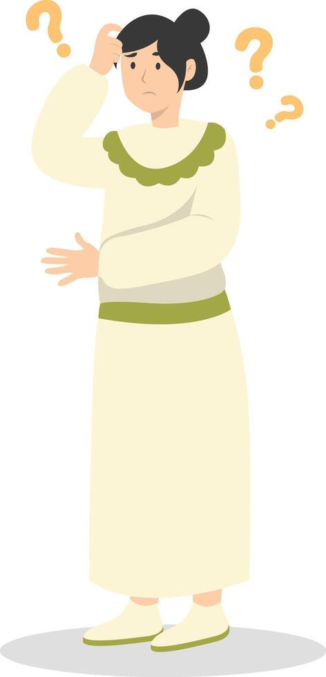 People Think and Solve Question with Cartoon Design. vector