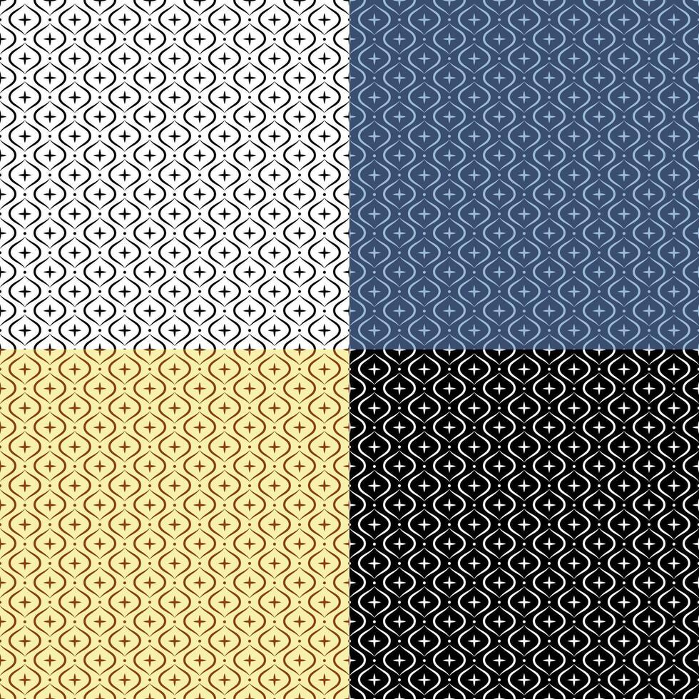 Set of oriental geometric SEAMLESS patterns with diamonds and dots. Ornates for decoration and printing on fabric. Design element. image vector