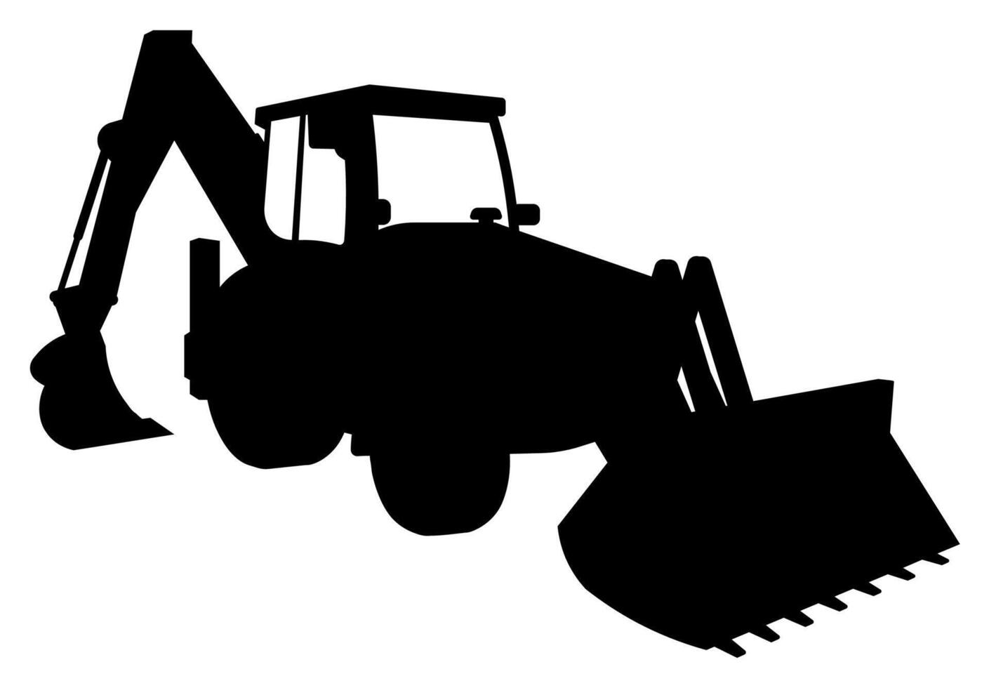 Silhouette of Construction equipment tractor for earthworks. Industrial machinery and equipment. Isolated image on white vector