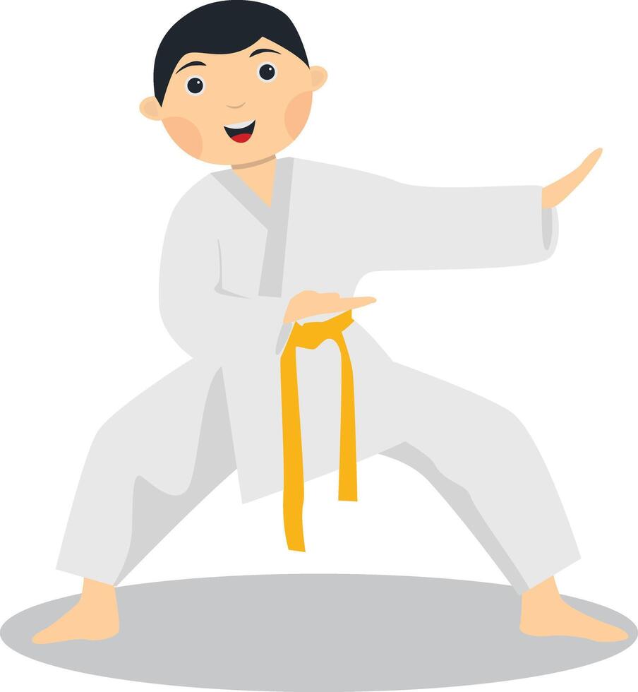 Kid Karate Illustration on White Background. vector
