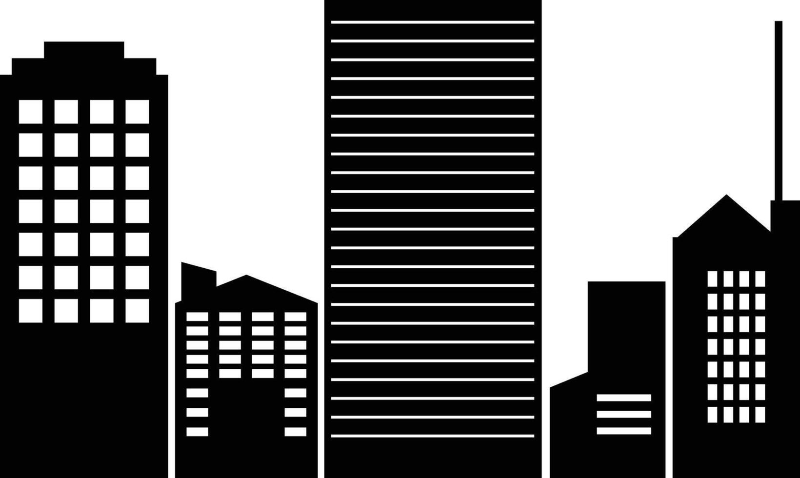 Silhouette of Cityscape in Simple Design, Isolated on White Background. vector