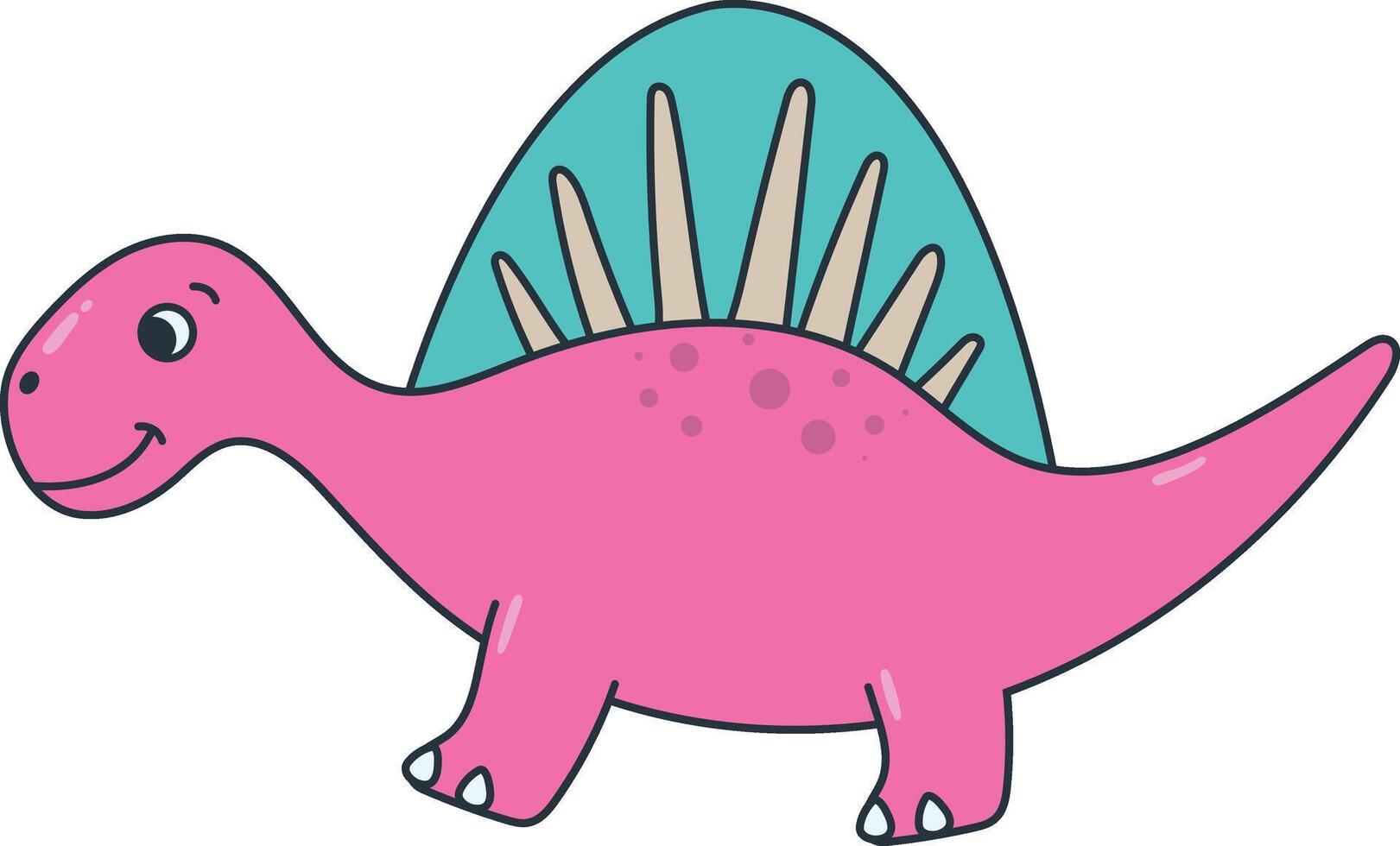 Illustration of Cute Dinosaurs, Isolated on White Background. vector