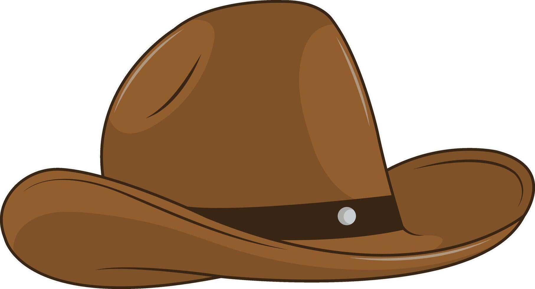 Brown Cowboy Hat Illustration in Cartoon Style. vector