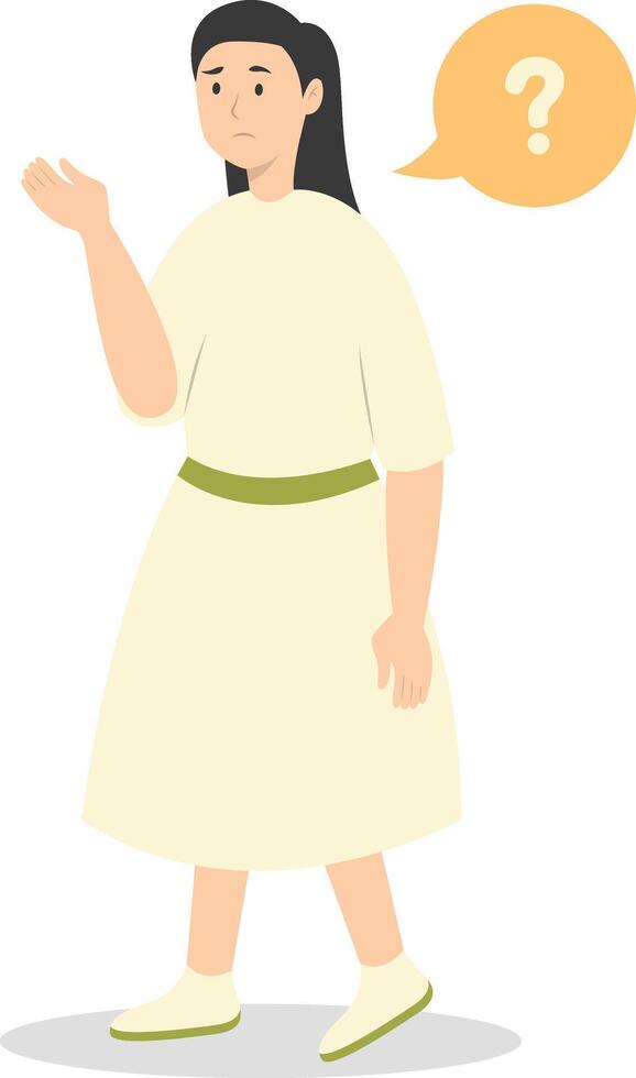 People Think and Solve Question with Flat Cartoon Design. vector