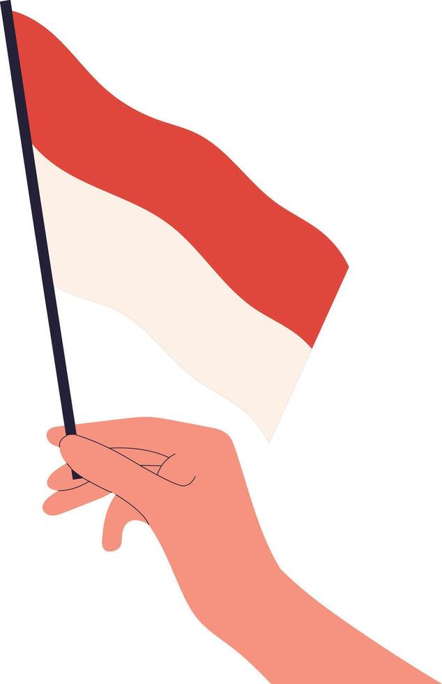 Hand Holding on the Indonesian Flag. Isolated on White Background. vector