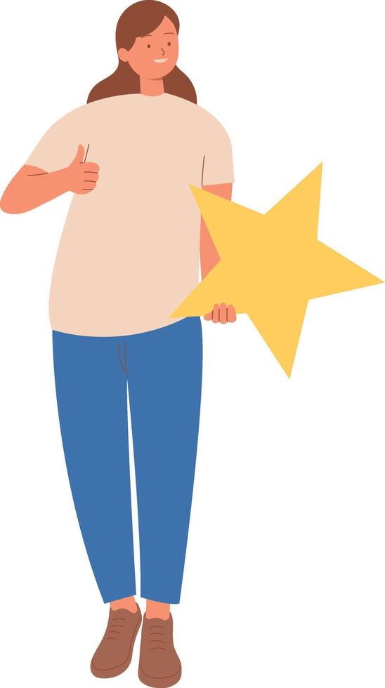 People Holding Star Character with Cartoon Design vector