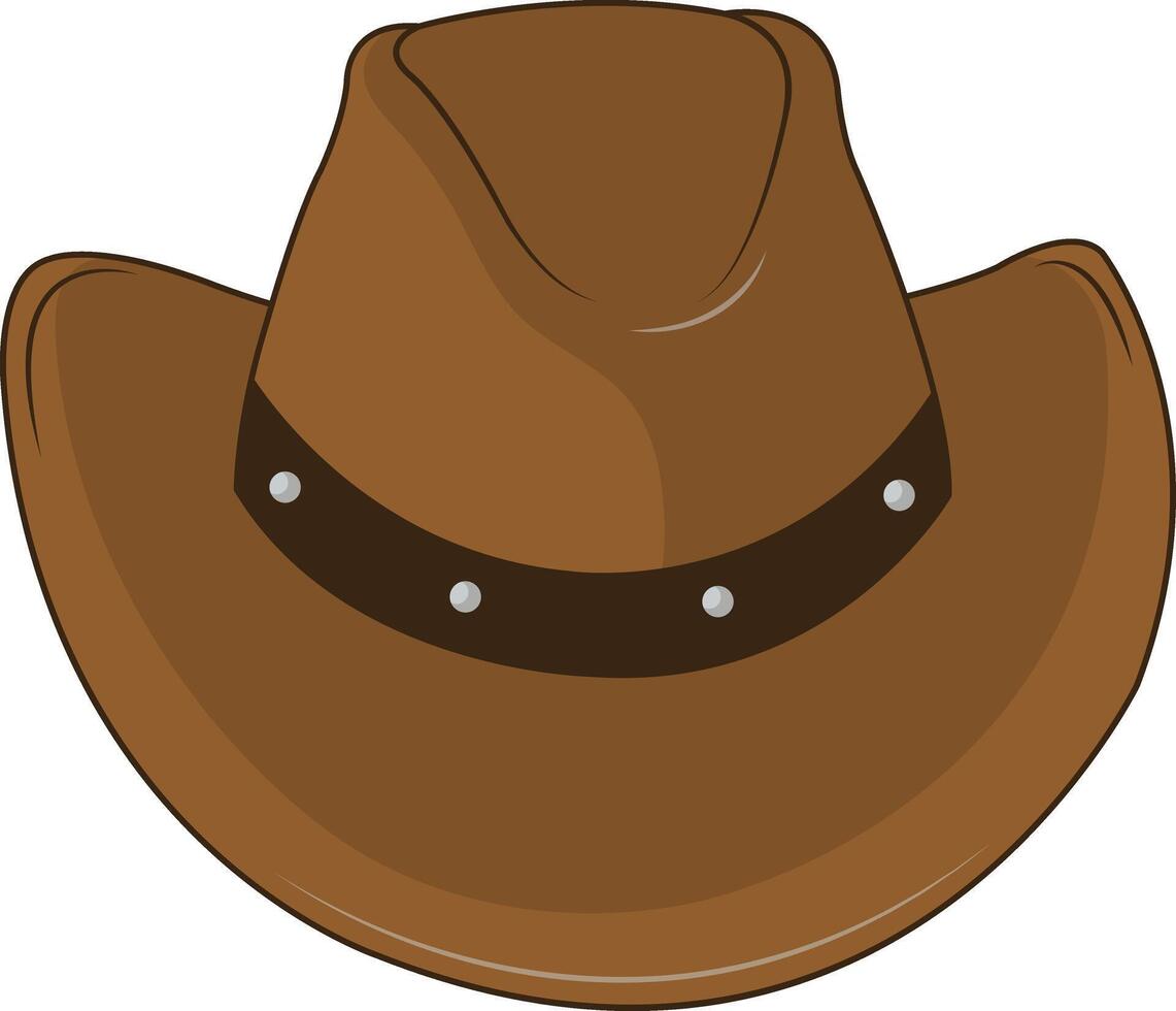 Brown Cowboy Hat Illustration with Flat Cartoon Design. vector